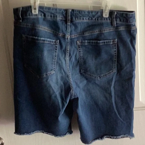 Lane Bryant Blue Distressed Jean Shorts - Picture 2 of 5